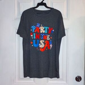 T-shirt Large Graphic Party in the USA Flag charcoal
